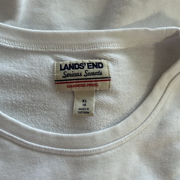 Lands' End White Crew Neck Sweatshirt XL - Picture 2 of 5